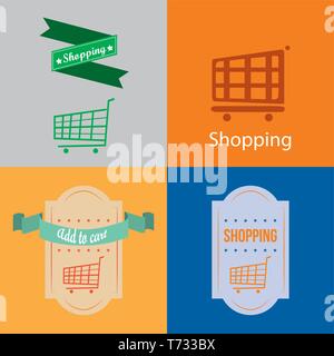 Quattro diversi background con alcuni elementi per ecommerce Illustrazione Vettoriale