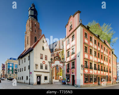 Wroclaw, Bassa Slesia provincia, Polonia. Xv sec. casamenti medievale case, chiamato "Jas mi Malgosia'. Foto Stock