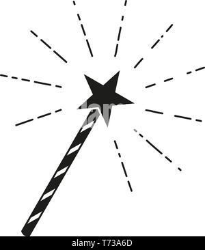 Bianco e nero star Magic wand silhouette Illustrazione Vettoriale