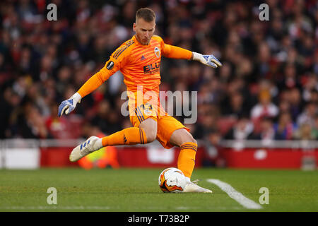 Neto di Valencia - Arsenal v Valencia, UEFA Europa League Semi finale - prima gamba, Emirates Stadium, Londra (Holloway) - 2 Maggio 2019 Foto Stock