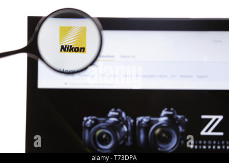 New York, Stati Uniti d'America - 25 Marzo 2019: Editoriale illustrativo del sito per Nikon Corporation,una multinazionale giapponese Corporation con sede in Foto Stock