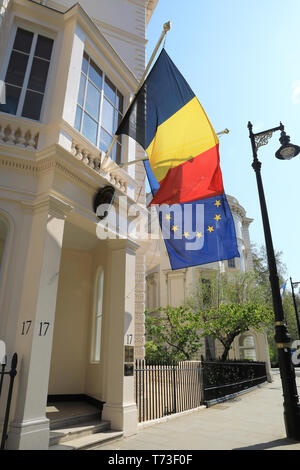 L' AMBASCIATA DEL BELGIO, su Grosvenor Crescent, nel quartiere di Belgravia a Londra, Regno Unito Foto Stock