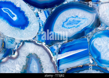 Agat texture con straordinaria ornamentali superficie blu. Foto ad alta risoluzione. Foto Stock