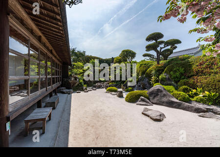 Sata Tamiko's Garden, Chiran Samurai Residence giardino, Minami città di Kyushu, Prefettura di Kagoshima, Giappone Foto Stock