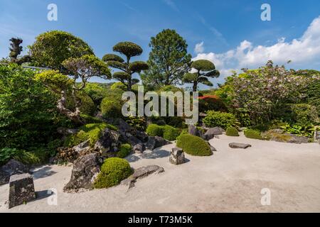 Sata Tamiko's Garden, Chiran Samurai Residence giardino, Minami città di Kyushu, Prefettura di Kagoshima, Giappone Foto Stock