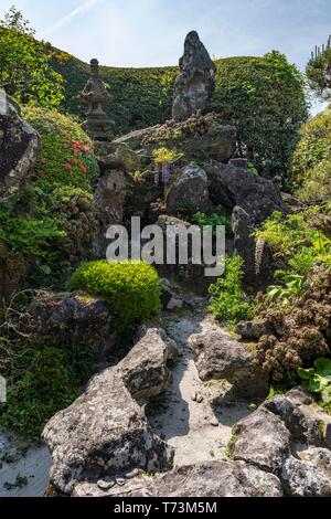 Sata Tamiko's Garden, Chiran Samurai Residence giardino, Minami città di Kyushu, Prefettura di Kagoshima, Giappone Foto Stock