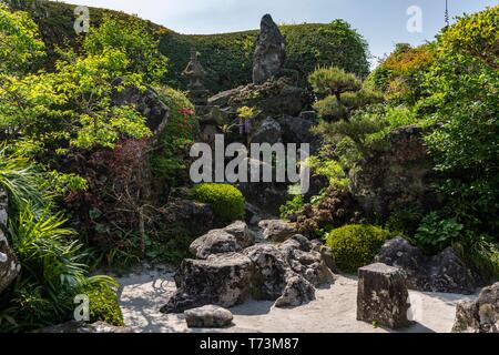 Sata Tamiko's Garden, Chiran Samurai Residence giardino, Minami città di Kyushu, Prefettura di Kagoshima, Giappone Foto Stock