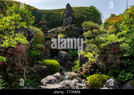 Sata Tamiko's Garden, Chiran Samurai Residence giardino, Minami città di Kyushu, Prefettura di Kagoshima, Giappone Foto Stock