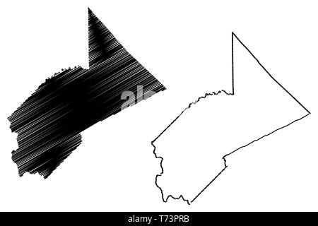 Stanislaus County, California (contee della California, Stati Uniti d'America,USA, Stati Uniti, US) mappa illustrazione vettoriale, scribble schizzo Stanislao mappa Illustrazione Vettoriale