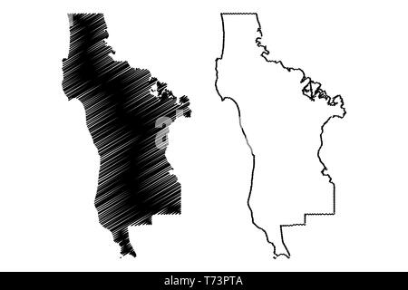 San Mateo County, California (contee della California, Stati Uniti d'America,USA, Stati Uniti, US) mappa illustrazione vettoriale, scribble schizzo San Mateo mappa Illustrazione Vettoriale