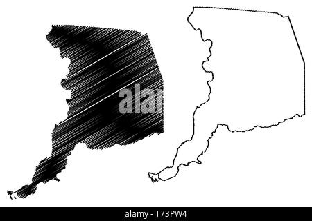 La contea di Sacramento, California (contee della California, Stati Uniti d'America,USA, Stati Uniti, US) mappa illustrazione vettoriale, scribble sketch mappa di Sacramento Illustrazione Vettoriale