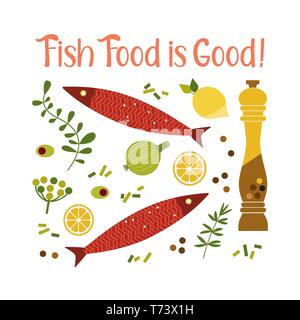 Piatti disegnati a mano vettore icona di frutti di mare raccolta Illustrazione Vettoriale