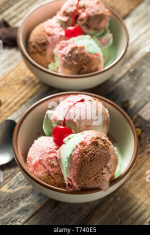 Spumoni dolci gelato con pistacchio ciliegia e cioccolato Foto Stock