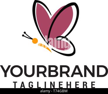 Logo a forma di farfalla design concept vettore modello Illustrazione Vettoriale