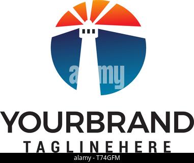 Mercusuar logo design concept vettore modello Illustrazione Vettoriale