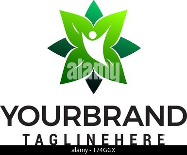 Cura di persone logo design concept vettore modello Illustrazione Vettoriale