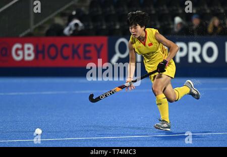 Londra, Regno Unito. Il 3 maggio, 2019. Egli Jiangxin (Cina). Gran Bretagna v Cina. Womens hockey. FIH Pro League. Lee Valley Hockey e il Centro Tennis. Londra, Regno Unito. 03 Maggio, 2019. Credito: Sport In immagini/Alamy Live News Foto Stock