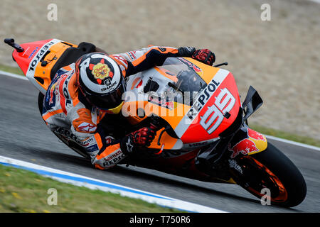 Jerez de la frontera, Spagna. Il 4 maggio 2019, Circuito de Jerez, Jerez de la Frontera, Spagna; MotoGP di Spagna, qualifiche; Jorge Lorenzo (Repsol Honda) sessioni di qualifica Credit: Azione Plus immagini di sport/Alamy Live News Foto Stock