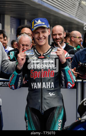 Jerez de la frontera, Spagna. Il 4 maggio 2019, Circuito de Jerez, Jerez de la Frontera, Spagna; MotoGP di Spagna, qualifiche; Fabio Quartararo (Yamaha Petronas) sessioni di qualifica Credit: Azione Plus immagini di sport/Alamy Live News Foto Stock