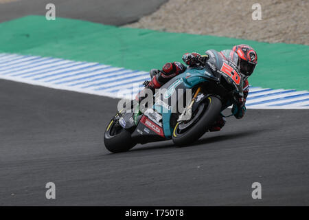 Jerez de la frontera, Spagna. Il 4 maggio 2019, Circuito de Jerez, Jerez de la Frontera, Spagna; MotoGP di Spagna, qualifiche; Fabio Quartararo (Yamaha Petronas) sessioni di qualifica Credit: Azione Plus immagini di sport/Alamy Live News Foto Stock