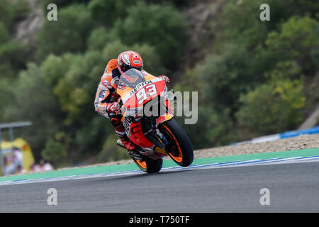 Jerez de la frontera, Spagna. Il 4 maggio 2019, Circuito de Jerez, Jerez de la Frontera, Spagna; MotoGP di Spagna, qualifiche; Marc Marquez (Repsol Honda) sessioni di qualifica Credit: Azione Plus immagini di sport/Alamy Live News Foto Stock