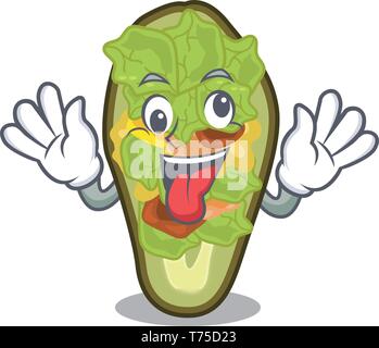 Crazy avocado farcito in forma mascotte Illustrazione Vettoriale