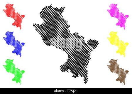 Dipartimento di Cuzco (Repubblica del Perù, regioni del Perù) mappa illustrazione vettoriale, scribble schizzo Cusco mappa Illustrazione Vettoriale