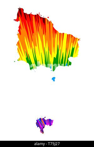 Norfolk Island - mappa è progettato rainbow abstract pattern colorati, isola Norfolk (Commonwealth of Australia territori esterni) mappa fatta di colore Illustrazione Vettoriale