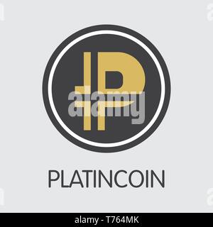 PLC - Platincoin. L'icona della moneta o emblema di mercato. Illustrazione Vettoriale