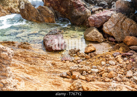 Pool di marea a Grand Fond in St Barts Foto Stock