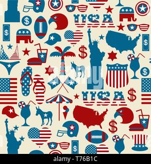 Il design americano modello senza giunture. Giorno di indipendenza texture. Illustrazione Vettoriale