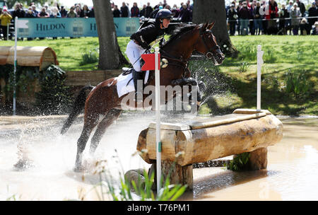 Piggy francese sul Vanir Kamira durante il giorno quattro del 2019 Mitsubishi Motors Badminton Horse Trials a Badminton station wagon, nel Gloucestershire. Foto Stock