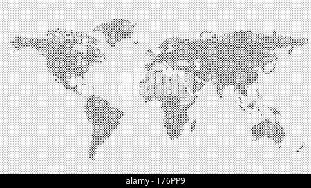 Mondo di mezzitoni sfondo mappa vettore - modello a punti Illustrazione Vettoriale