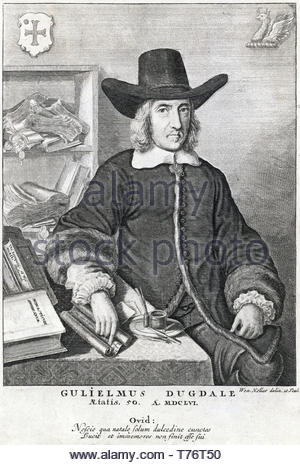 Sir William Dugdale ritratto, 1605 - 1686, era un antiquario inglese e herald, attacco da incisore boemo Wenceslaus Hollar da 1600s Foto Stock