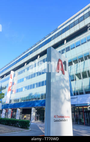 Wien, Vienna: A1 Telekom Austria sede in 02. Leopoldstadt, Wien, Austria Foto Stock
