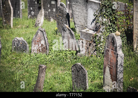 Il cimitero ebraico di Mikulov è uno dei più importanti cimiteri ebraici nella Repubblica Ceca. Si tratta di uno dei più antichi e più importante per la comunità ebraica Foto Stock