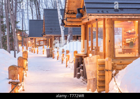 Furano, Giappone cabine d'inverno. Foto Stock