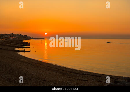 Tramonto a Herne Bay, Kent, Regno Unito. Foto Stock