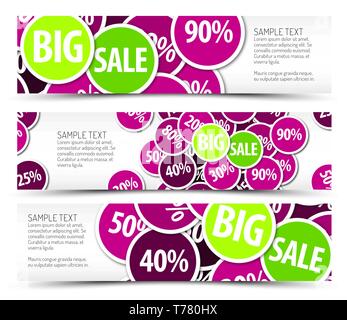 Set di grande vendita Banner orizzontale - con posto per il testo Illustrazione Vettoriale