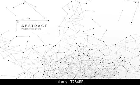 Abstract sfondo delle particelle. Nodi collegati nel web. Pasticcio di rete o internet. Atomico e molecolare pattern. Illustrazione di vettore isolato su bianco ba Illustrazione Vettoriale