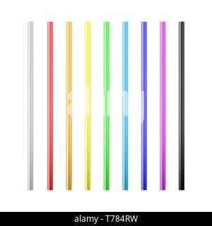 Set di colorate cannucce potabile. Cannucce per bevande. Illustrazione di vettore isolato su sfondo bianco Illustrazione Vettoriale