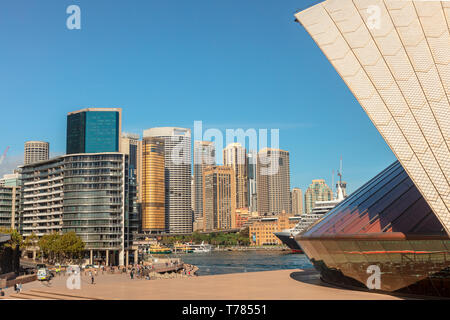 La Sydney central business district, il principale centro commerciale di Sydney, vista dal Circular Quay. Foto Stock