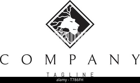 Abstract lion rombo nero vector logo design Illustrazione Vettoriale