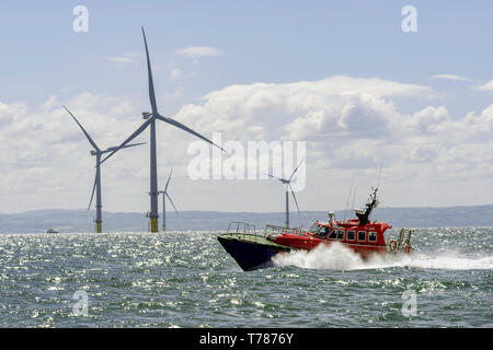 Liverpool lancio del progetto pilota. Fiume Mersey per centrali eoliche mulini a vento. Foto Stock