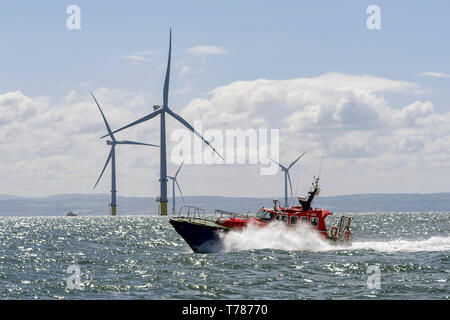 Liverpool lancio del progetto pilota. Fiume Mersey per centrali eoliche mulini a vento. Foto Stock