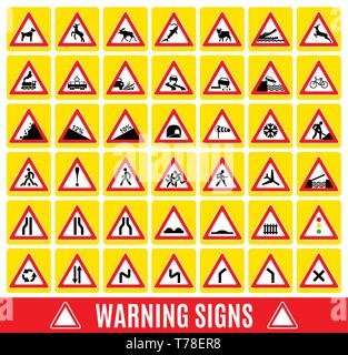 Segnale di avvertimento simbolo. Set design icone elemento. Illustrazione Vettoriale
