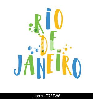 Illustrazione di Rio de Janeiro dal Brasile vacanza dei colori della bandiera brasiliana, brasile Carnevale. L'estate. Illustrazione Vettoriale