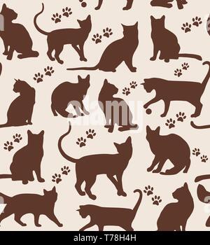 Modello senza giunture di animali. Gatti pattern sul bianco. Foto Stock