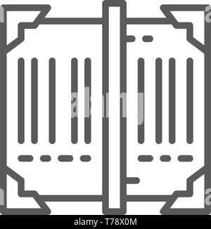 Esegui la scansione del codice a barre, tracking icona linea. Illustrazione Vettoriale