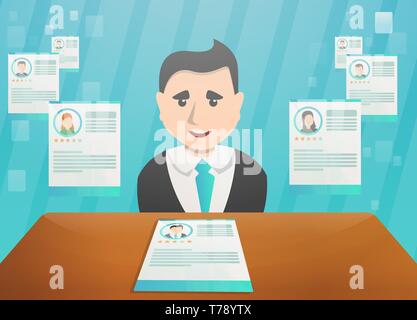 Concetto di assunzione banner. Cartoon illustrazione di reclutamento concetto vettoriale banner per il web design Illustrazione Vettoriale